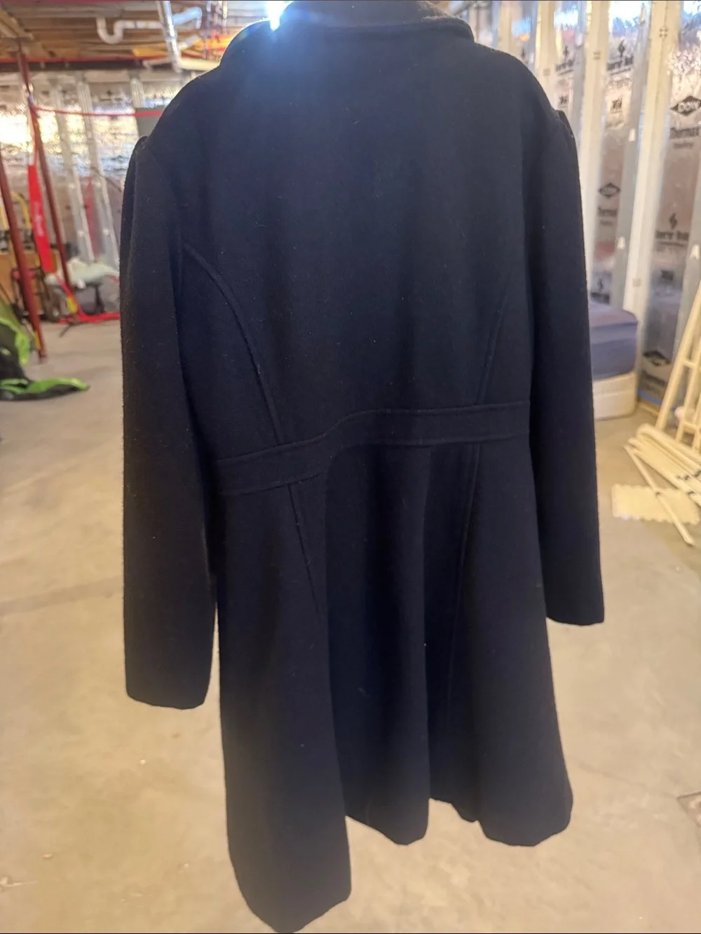 Classic Kid's Black Wool Blend Pea Coat with Bow Waist